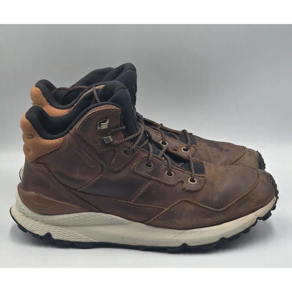 The North Face Men's Vals II Mid Leather Waterproof Boots Brown Size 10